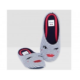 Pantufla a rayas Etam azul