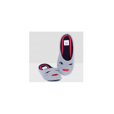 Pantufla a rayas Etam azul