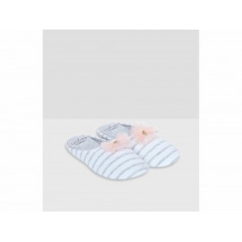 Pantufla a rayas Etam gris