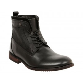 Bota con agujeta Paruno de piel negra